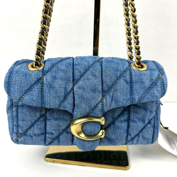 Coach Tabby CR701 Denim Brass/Indigo Shoulder Bag 20 With Quilting - Picture 5 of 14